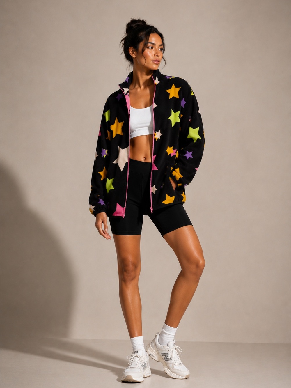 ⭐ bp. Be Proud Star Print Fleece Zip Jacket | Size Small | NWT